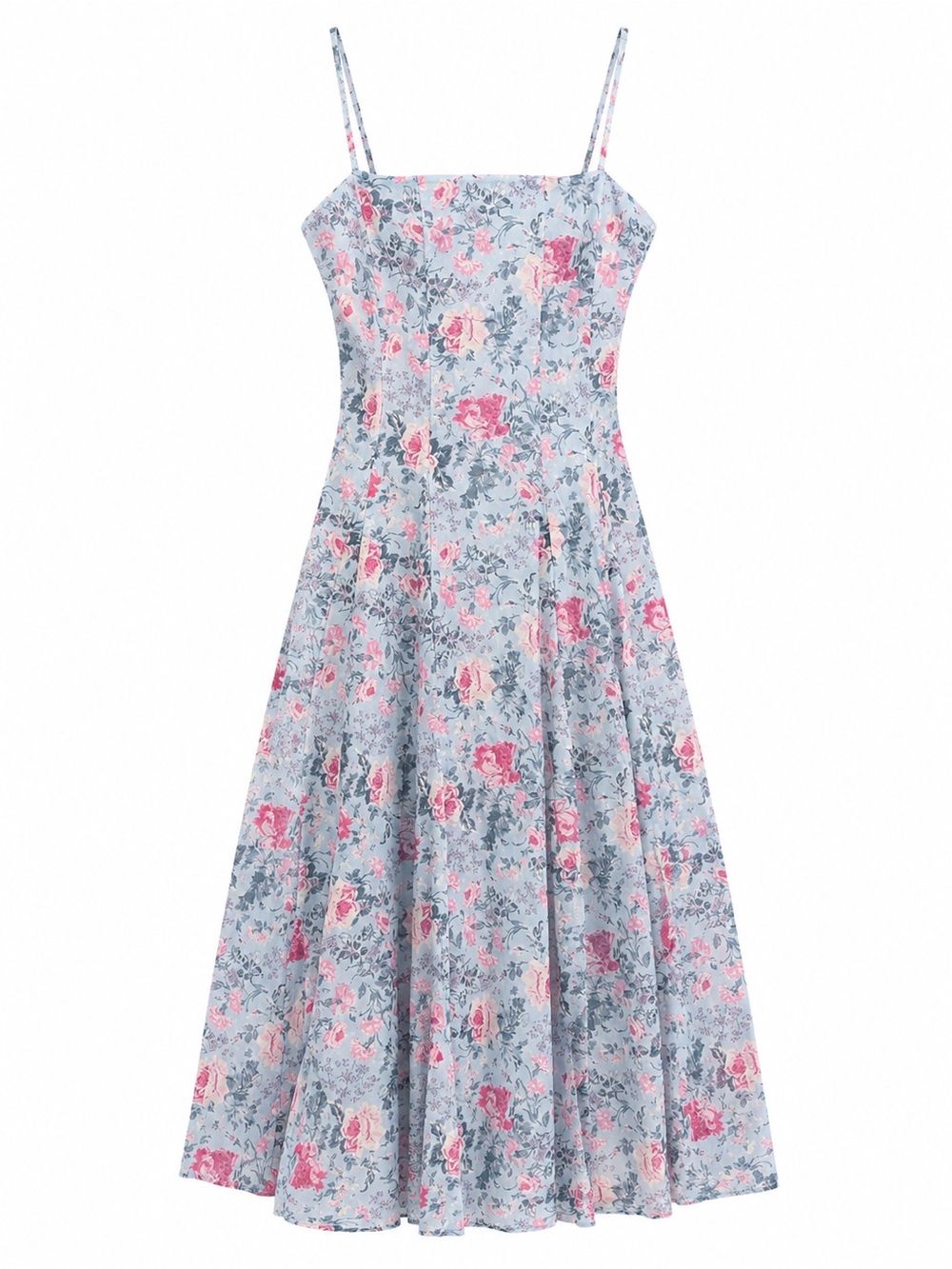 WAYF Floral Cotton Maxi Dress Blue Pink NWT Size Medium
